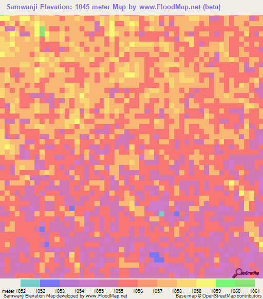 Samwanji,Zambia Elevation Map