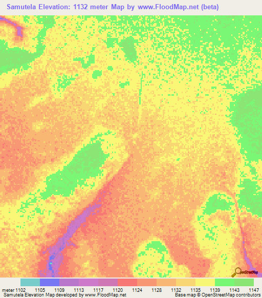 Samutela,Zambia Elevation Map