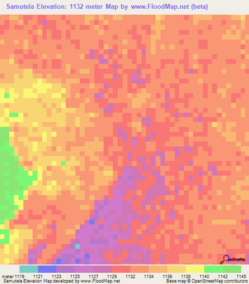 Samutela,Zambia Elevation Map