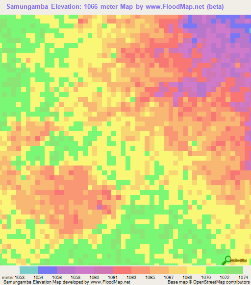 Samungamba,Zambia Elevation Map