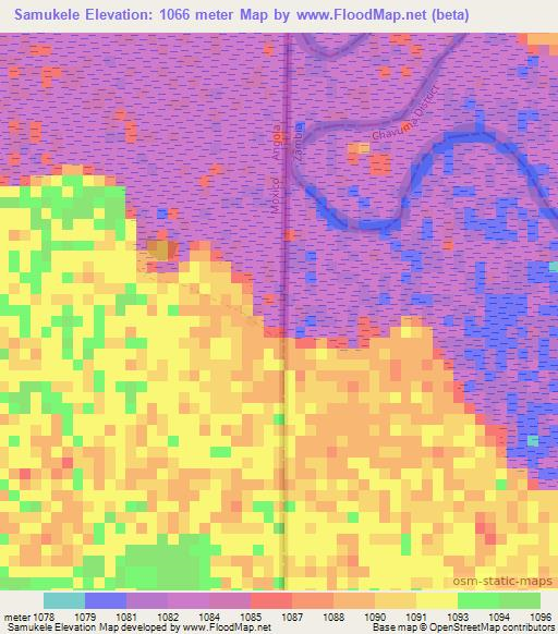 Samukele,Zambia Elevation Map