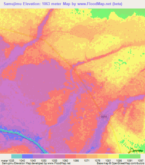 Samujimu,Zambia Elevation Map