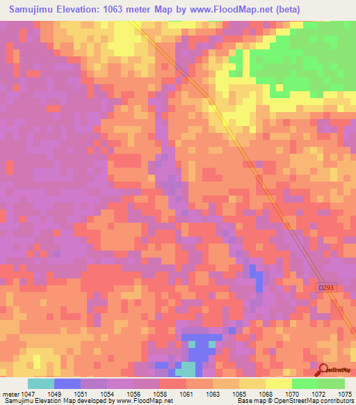 Samujimu,Zambia Elevation Map