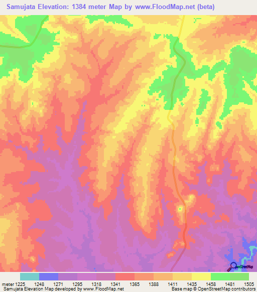 Samujata,Zambia Elevation Map