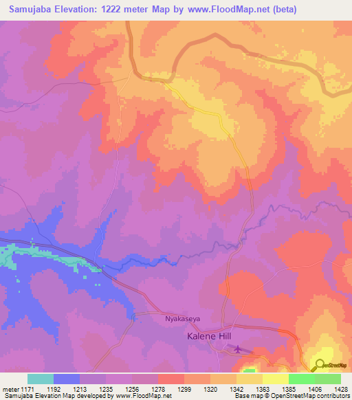 Samujaba,Zambia Elevation Map