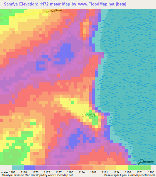 Samfya,Zambia Elevation Map