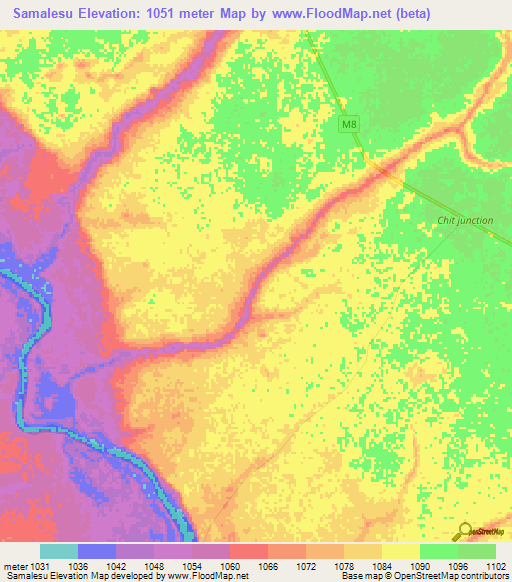 Samalesu,Zambia Elevation Map