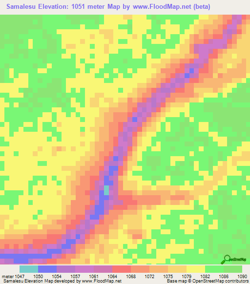 Samalesu,Zambia Elevation Map