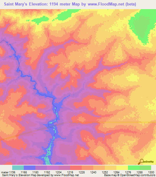 Saint Mary's,Zambia Elevation Map