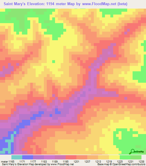 Saint Mary's,Zambia Elevation Map