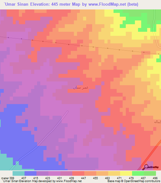 `Umar Sinan,Iraq Elevation Map