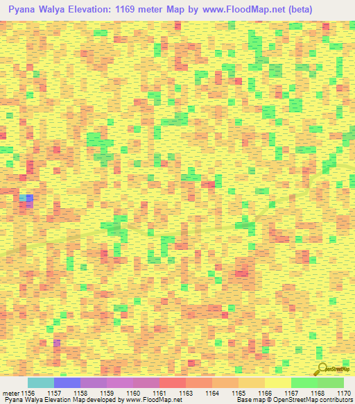 Pyana Walya,Zambia Elevation Map