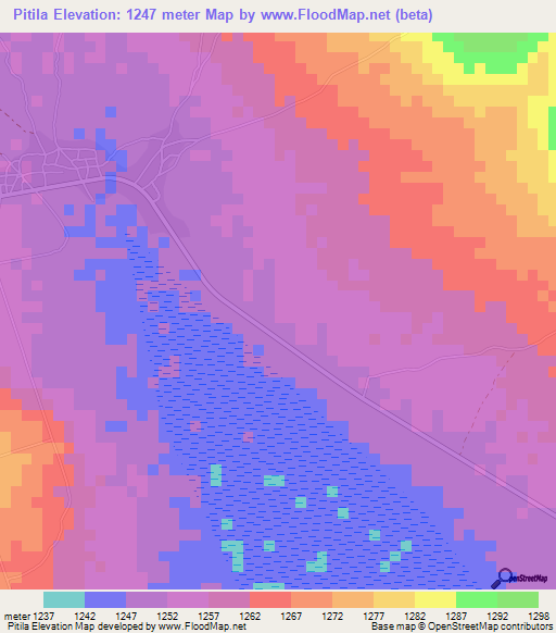 Pitila,Zambia Elevation Map