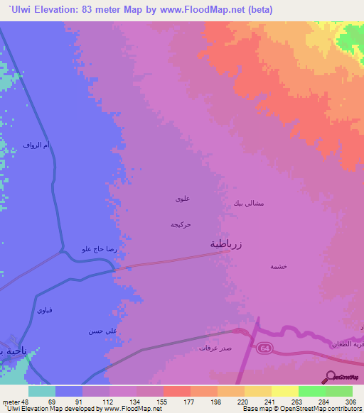 `Ulwi,Iraq Elevation Map