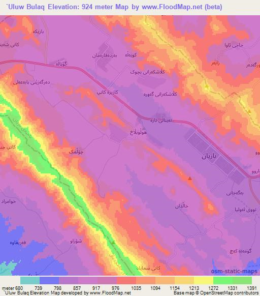 `Uluw Bulaq,Iraq Elevation Map