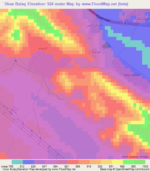 `Uluw Bulaq,Iraq Elevation Map