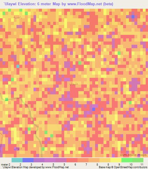 `Ulaywi,Iraq Elevation Map