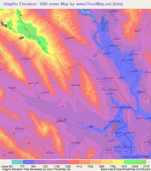 Ulaghlu,Iraq Elevation Map