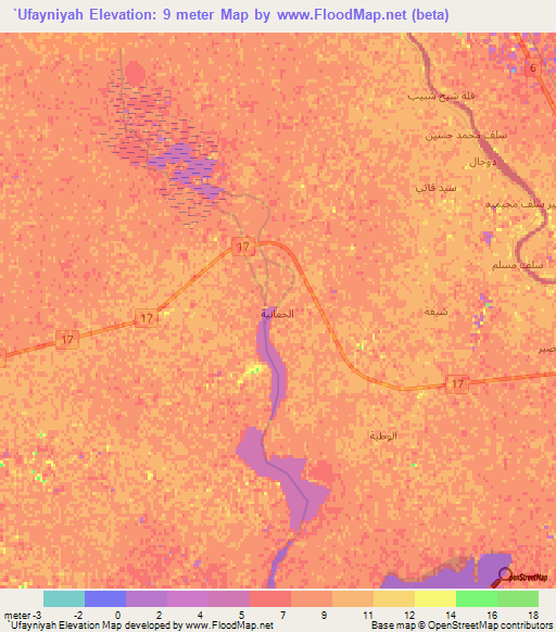 `Ufayniyah,Iraq Elevation Map