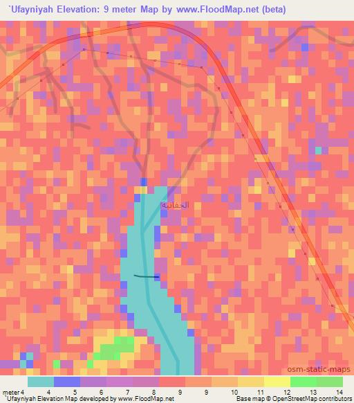 `Ufayniyah,Iraq Elevation Map