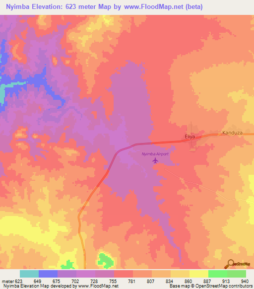 Nyimba,Zambia Elevation Map