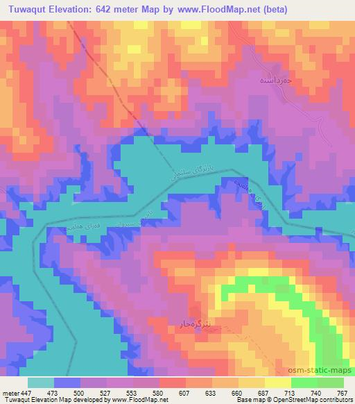 Tuwaqut,Iraq Elevation Map