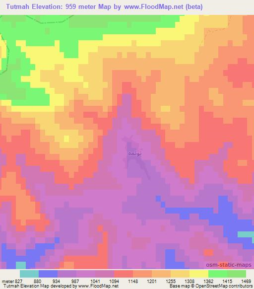 Tutmah,Iraq Elevation Map