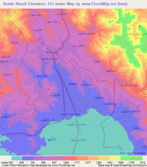 Kutah Khach,Iraq Elevation Map
