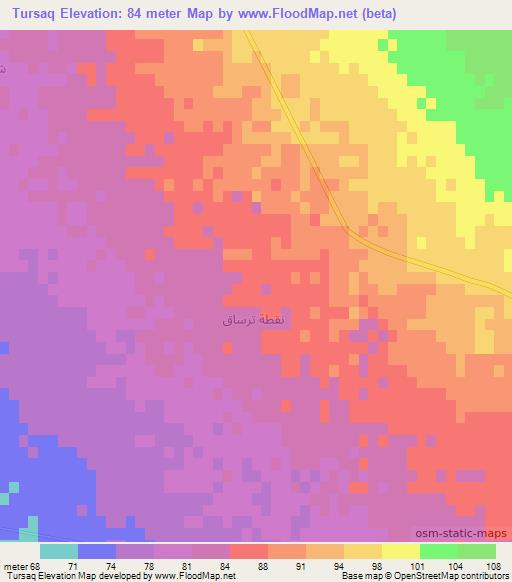 Tursaq,Iraq Elevation Map