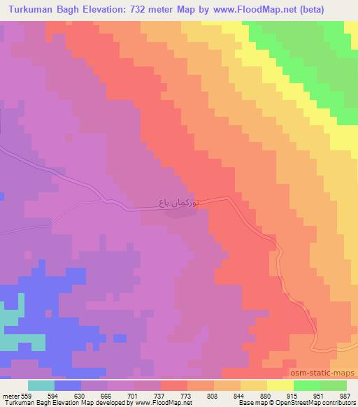 Turkuman Bagh,Iraq Elevation Map