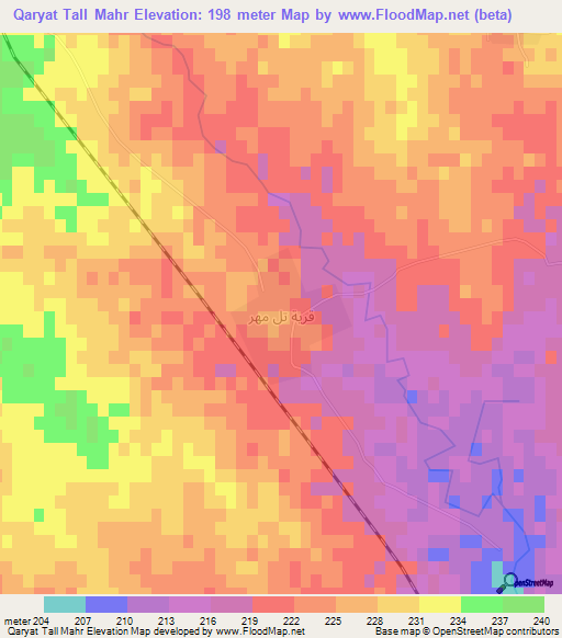 Qaryat Tall Mahr,Iraq Elevation Map