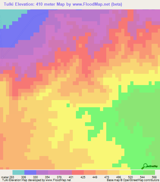 Tulki,Iraq Elevation Map