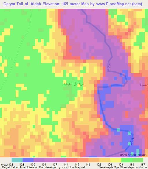 Qaryat Tall al `Aidah,Iraq Elevation Map