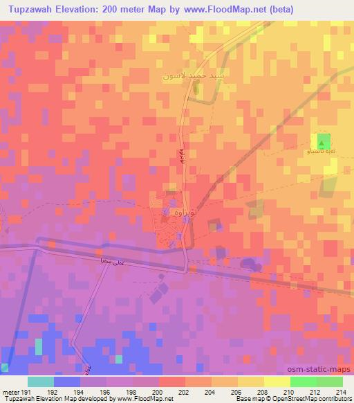 Tupzawah,Iraq Elevation Map