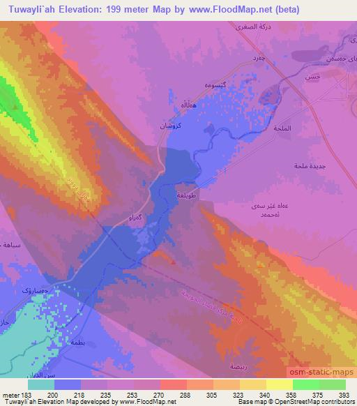 Tuwayli`ah,Iraq Elevation Map