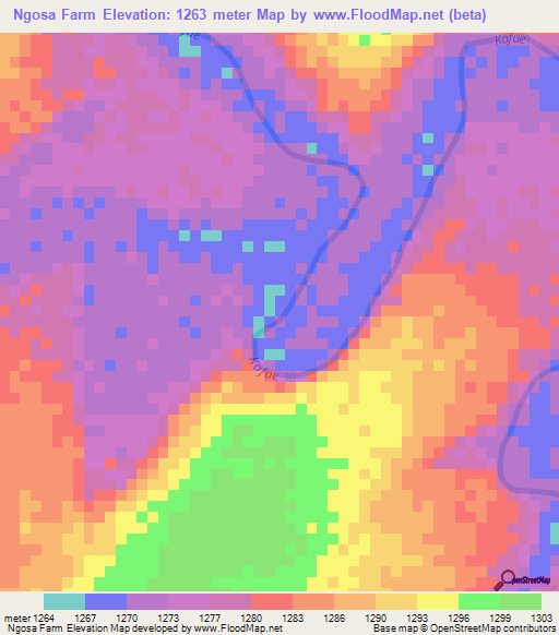 Ngosa Farm,Zambia Elevation Map