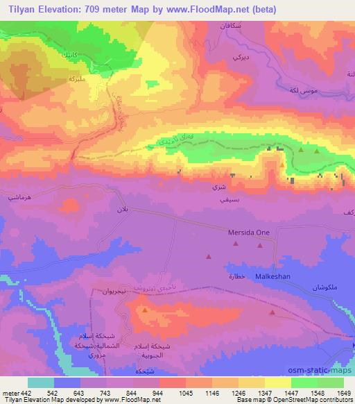 Tilyan,Iraq Elevation Map