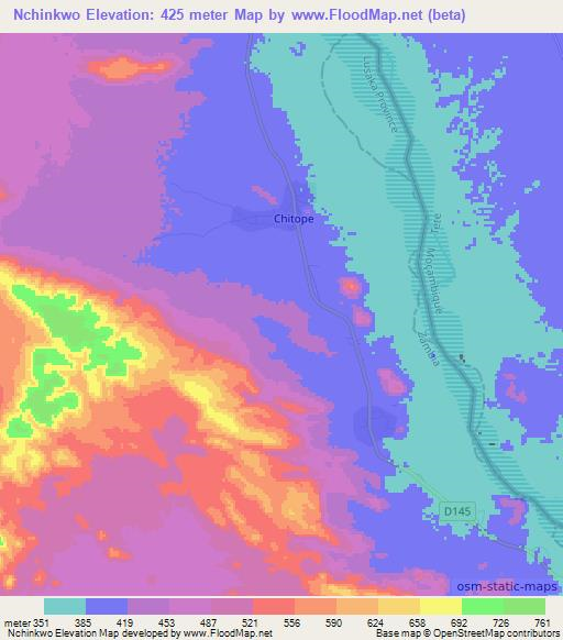 Nchinkwo,Zambia Elevation Map