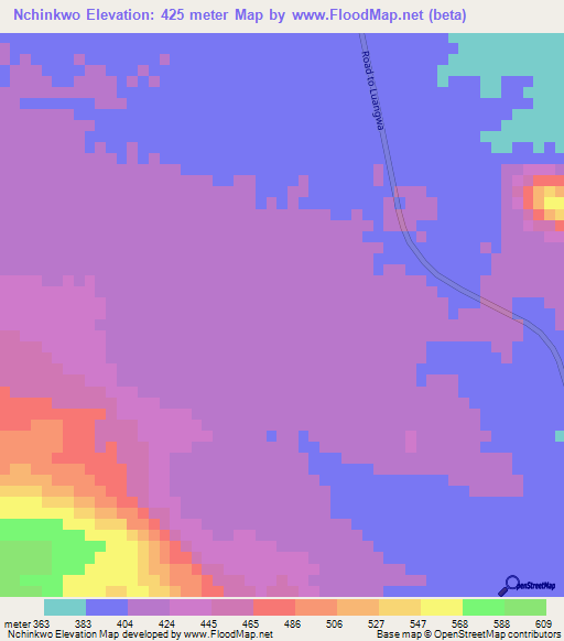 Nchinkwo,Zambia Elevation Map