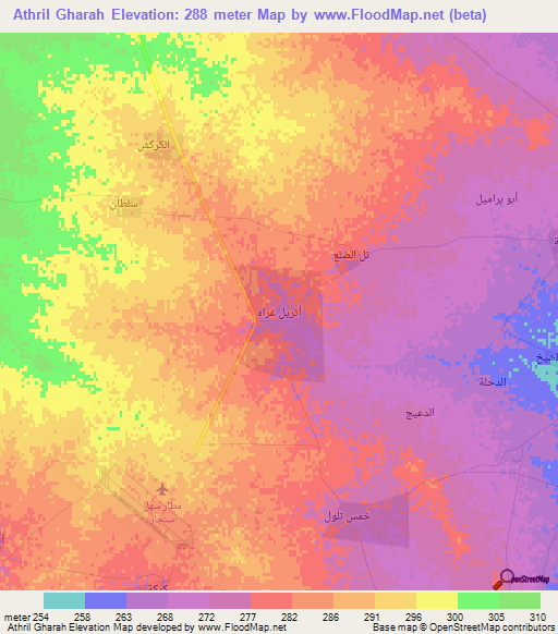 Athril Gharah,Iraq Elevation Map