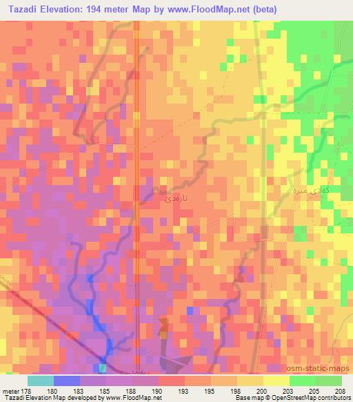 Tazadi,Iraq Elevation Map