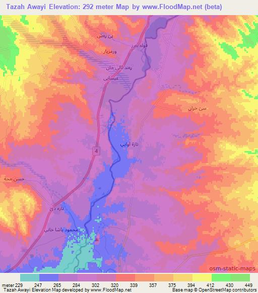 Tazah Awayi,Iraq Elevation Map