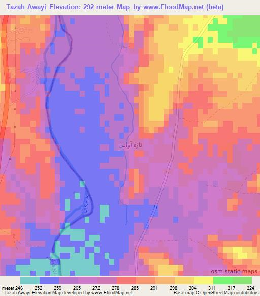 Tazah Awayi,Iraq Elevation Map