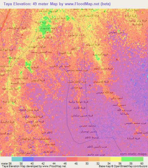 Taya,Iraq Elevation Map