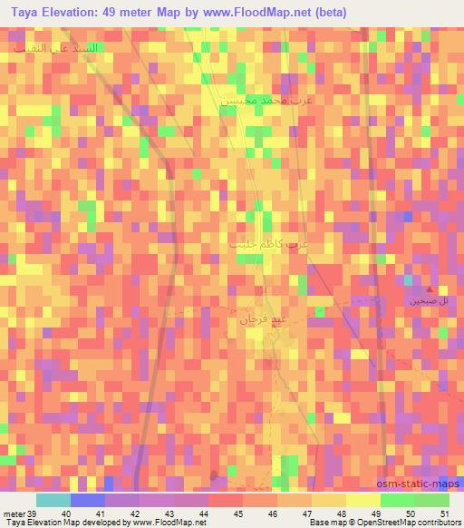 Taya,Iraq Elevation Map