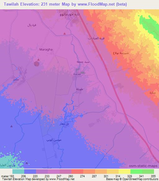 Tawilah,Iraq Elevation Map