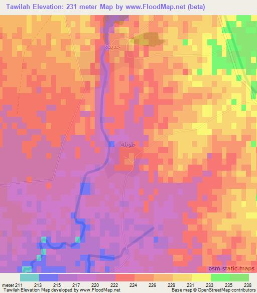 Tawilah,Iraq Elevation Map