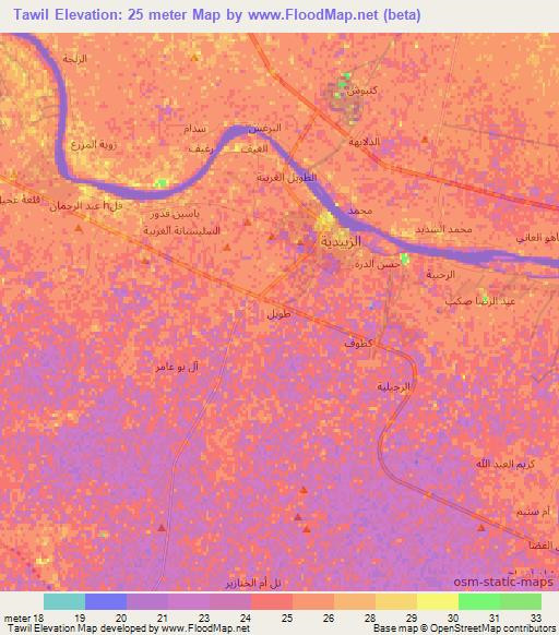 Tawil,Iraq Elevation Map