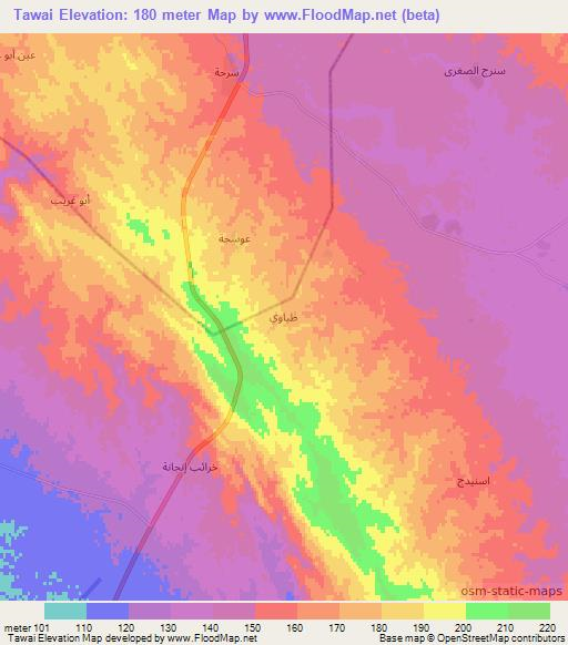 Tawai,Iraq Elevation Map