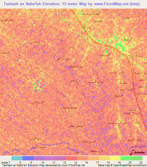 Tashash an Naba'ish,Iraq Elevation Map